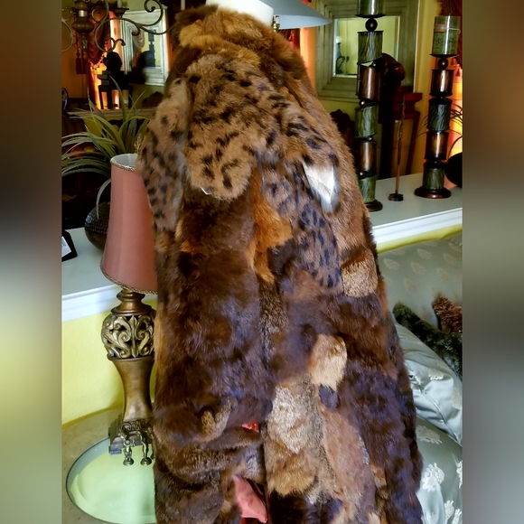 Winner's Circle vintage multi-color patchwork Fur coat Cape - Picture 12 of 16